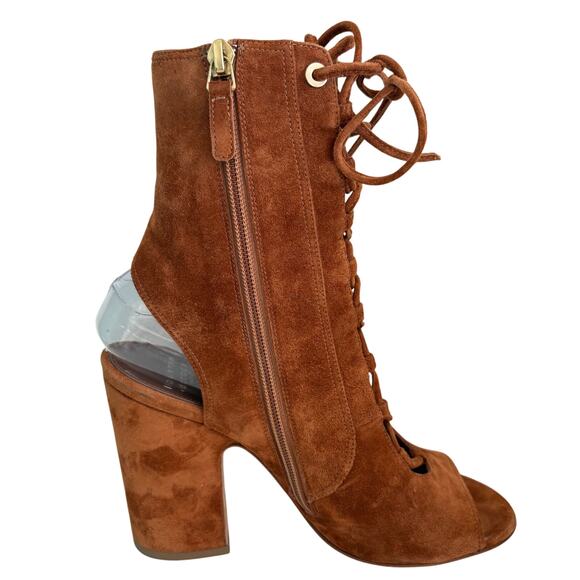 Laurence Dacade Couture Paris Suede LaceUp Bootie Block Heel - Picture 4 of 15